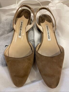 Manolo Blahnik Suede Slingback Flats